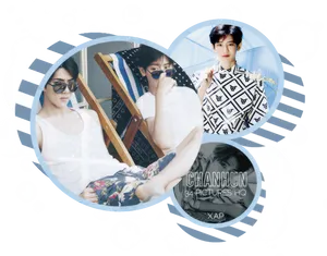 Chanyeol Summer Photoshoot Collage PNG Image