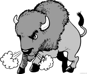 Charging Bison Cartoon PNG Image