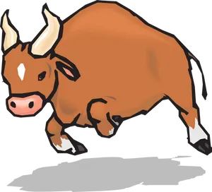 Charging Bull Cartoon PNG Image