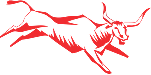 Charging Red Bull Silhouette PNG Image