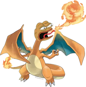 Charizard Cartoon Mashup PNG Image