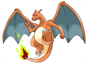 Charizard_ Fire_ Breathing_ Pokemon_ Art PNG Image