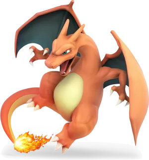 Charizard Fire Breathing Pokemon PNG Image