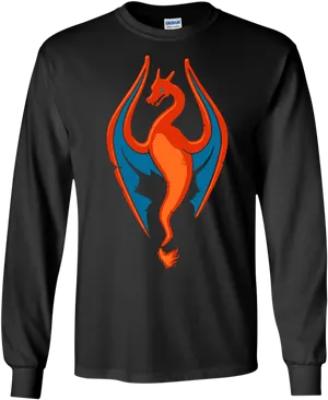 Charizard Themed Long Sleeve Shirt PNG Image