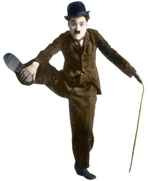 Charlie_ Chaplin_ Classic_ Pose PNG Image