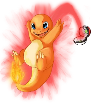 Charmander Pokemonwith Pokeball PNG Image