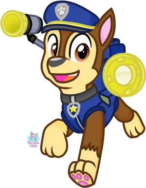 Chase Paw Patrol Action Pose PNG Image