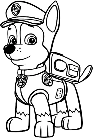 Chase Paw Patrol Coloring Page PNG Image