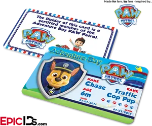 Chase Paw Patrol I D Cards PNG Image