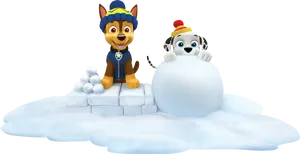 Chaseand Marshall Winter Fun PNG Image