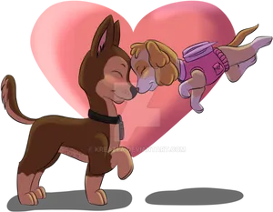 Chaseand Skye Paw Patrol Love PNG Image