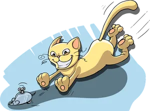 Chasing Catand Mouse Cartoon PNG Image