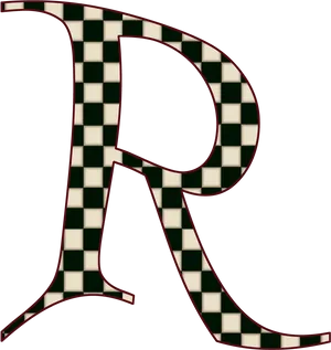 Checkered Letter R Design PNG Image