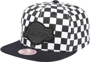 Checkered Los Angeles Lakers Cap PNG Image