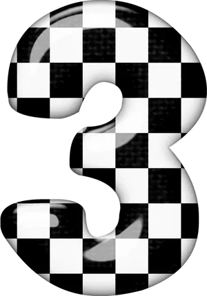 Checkered Optical Illusion Number Three PNG Image