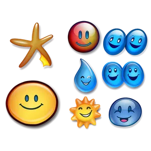 Cheerful Blue Emoji Icons Png Flf46 PNG Image