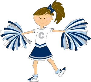 Cheerful Cheerleader Cartoon PNG Image