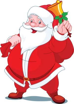 Cheerful Santa Clauswith Bell PNG Image