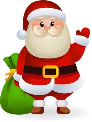 Cheerful Santa Clauswith Gift Bag PNG Image