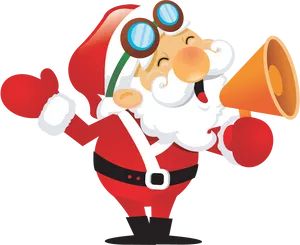 Cheerful Santa Clauswith Megaphone PNG Image