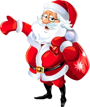 Cheerful Santa Clauswith Sack Illustration PNG Image