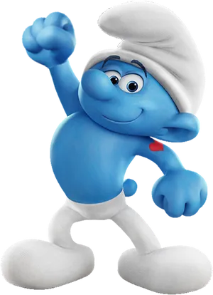 Cheerful Smurf Character Pose PNG Image