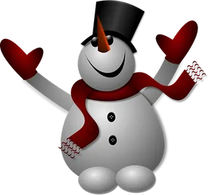 Cheerful Snowman Cartoon PNG Image