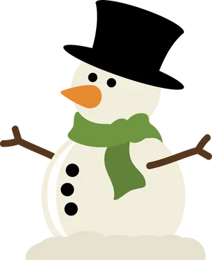 Cheerful Snowman Clipart PNG Image