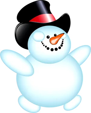 Cheerful Snowman Clipart PNG Image