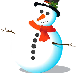 Cheerful Snowman Illustration PNG Image