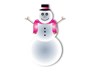 Cheerful Snowman Illustration PNG Image