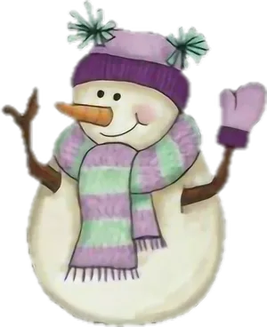 Cheerful Snowman Winter Clipart PNG Image