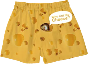 Cheese Print Boxerswith Funny Message PNG Image