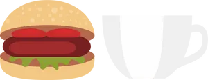 Cheeseburgerand Coffee Icon PNG Image