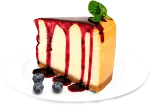 Cheesecakewith Berry Drizzleand Blueberries.jpg PNG Image