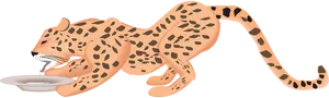 Cheetah Drinking Water Illustration PNG Image