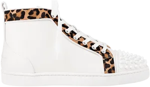 Cheetah Print Accent High Top Sneaker PNG Image