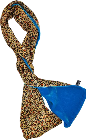 Cheetah Print Scarfwith Blue Trim PNG Image