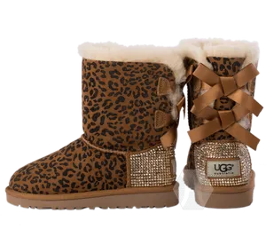 Cheetah Print U G G Bootswith Bow PNG Image