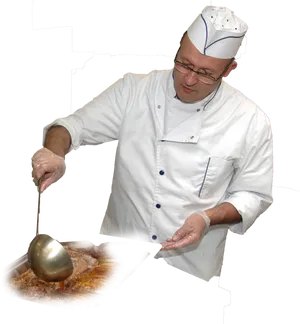 Chef Carving Meat PNG Image