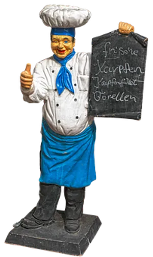 Chef_ Statue_ Holding_ Menu_ Board PNG Image