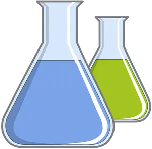 Chemistry Flaskswith Colored Liquids PNG Image