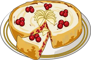 Cherry Cheesecake Cartoon Illustration PNG Image