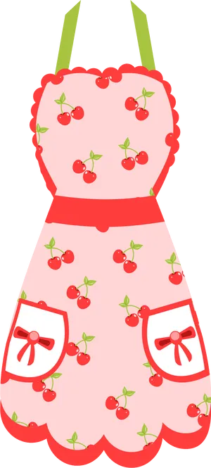 Cherry Patterned Pink Apron PNG Image