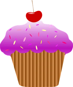 Cherry Topped Cupcake Graphic PNG Image