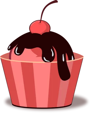 Cherry Topped Ice Cream Clipart PNG Image