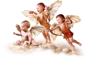 Cherubic Trio Angels PNG Image