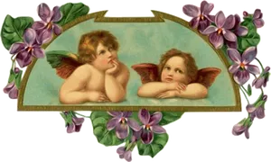 Cherubsand Violets PNG Image