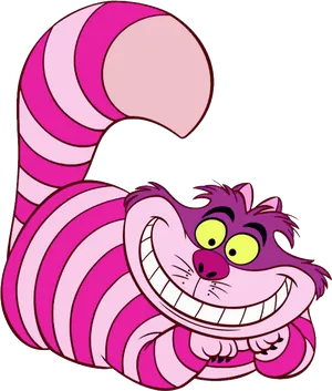 Cheshire Cat Grinning Illustration PNG Image