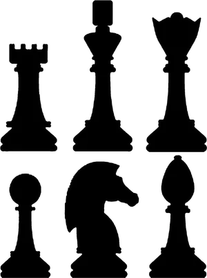 Chess Piece Silhouettes PNG Image